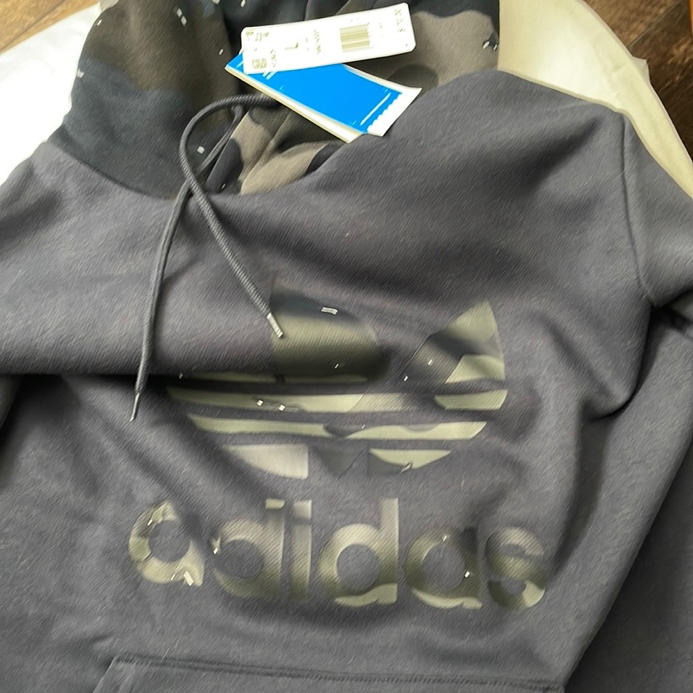 Men's Adidas Blue Camo Hoodie - Size Large